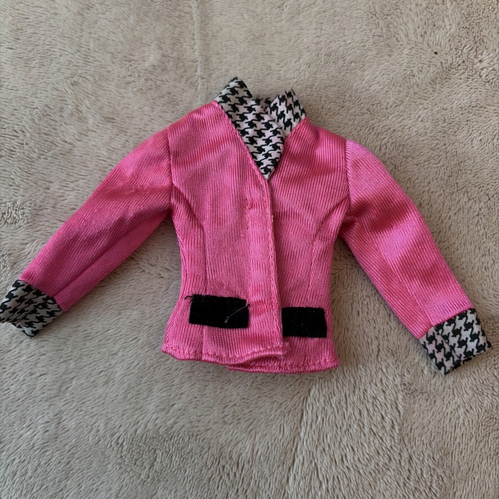 Vintage Barbie Clothes 1993 Pink Houndstooth Blazer‎ Jacket B11